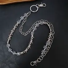 ユニークなデザインの金属製ウエストチェーン【鋭いトゲデザイン・ダブルレイヤー・ヒップホップスタイル】（セットアップ対応）