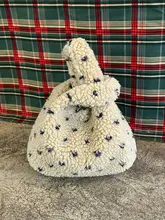 波点デザインの羊羔毛ハンドバッグ【秋冬用・通勤・収納に最適】