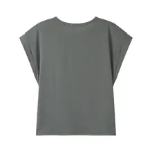 Tシャツ レディース 半袖 クルーネック レタープリント パフスリーブ ルーズ ショート丈 着痩せ きれいめ カジュアル 夏「XinmonLee」