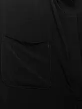 コットンシフォンVネックワンピース【ブラック・ストレート・ミディアムスリーブ・ゆったりシルエット】