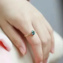 天然ロンドンブルートパーズのシルバーゴールドリング【レトロ宮廷風・女性用】