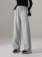 高腰ワイドストレートパンツ【裏起毛・カジュアル・女性用】（セットアップ対応）