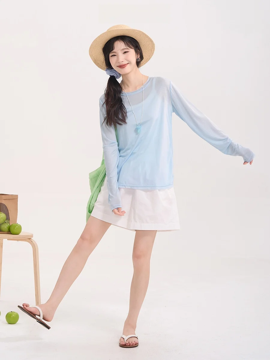 UVカットパーカー 顔まで どんな感じ？通勤シーンで活躍する星空デザインの長袖Tシャツがおすすめ！