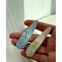 スイートリボンウォータードロップヘアクリップ韓国BBクリップ