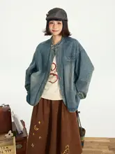 HOTHORSE ヴィンテージ風ウォッシュデニムジャケット【春秋用・女性用・カジュアルスタイル】