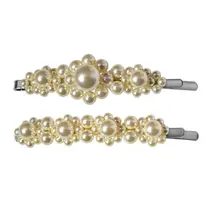 パール付きヘアクリップ【レトロエレガント・前髪用】