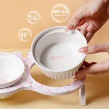 猫用 陶器製食器【スラントデザイン・水と餌兼用・防倒れ】