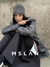 MSLAN ウール混紡カジュアルジャケット【オーバーサイズ・肩パッド付き・日常通勤用】