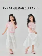 夏用女の子ティーシャツ【短袖・レース・薄手】（セットアップ対応）