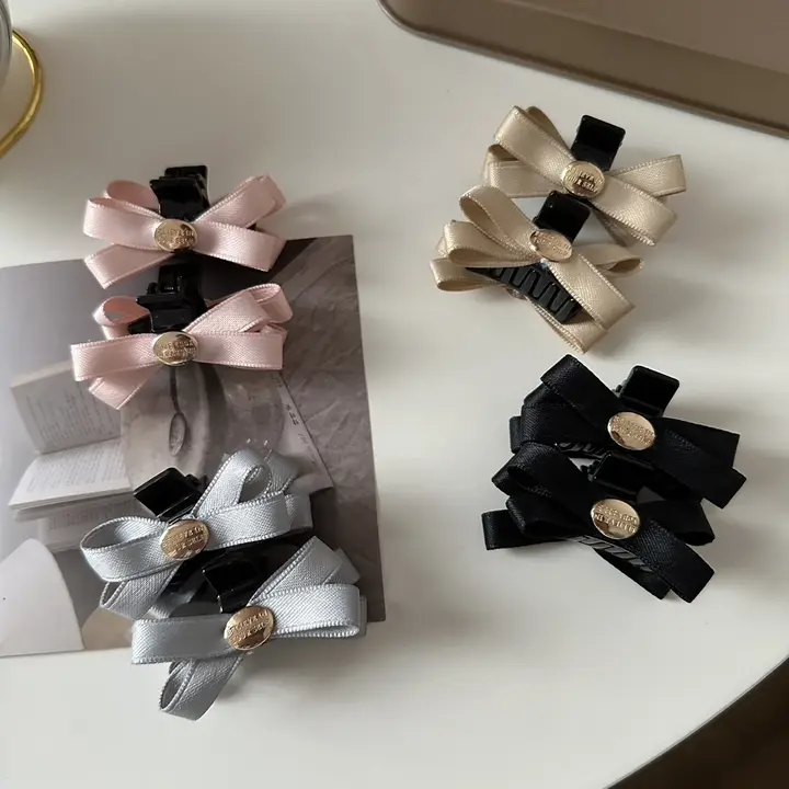2個セット フランス風リボンヘアクリップ【小型・プリンセススタイル・アクセサリー】