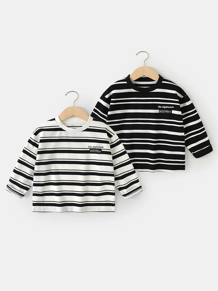 男の子用ストライプ長袖Tシャツ：5000円以下で秋・春に最適なカジュアルトップス