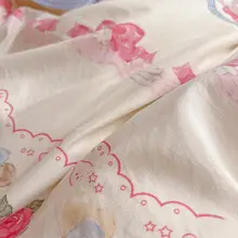 水洗コットン 学生用寝室ベッド用品3点セット【シングルサイズ・タオル付き・刺繍デザイン】