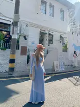 一字肩ロングスリーブニットワンピース【大きなフレア・夏用・韓国風】（セットアップ対応）