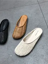 丸頭デザインのラフサンダル【籐と草編み・レトロスタイル・通気性・低ヒール】