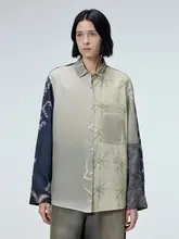 シャツ 女性 ゆったり グラデーションプリント 襟付�き シルク 長袖 通勤 シンプル