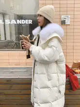 大毛皮襟の中丈ダウンジャケット【女性用・ピンク・保温・ウエスト絞り】