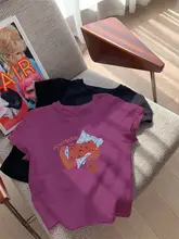 印花デザインの白い短袖Tシャツ【女性用・夏季・ふんわりシルエット・エレガント】