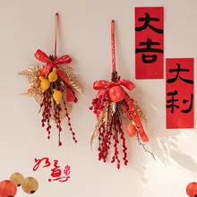お正月飾り 造花 スワッグ 銀柳 雪柳 レッドベリー リビング インテリア 迎春 華やか