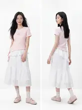 Tシャツ レディース 半袖 フリル アシンメトリー ガーリー スイート 夏