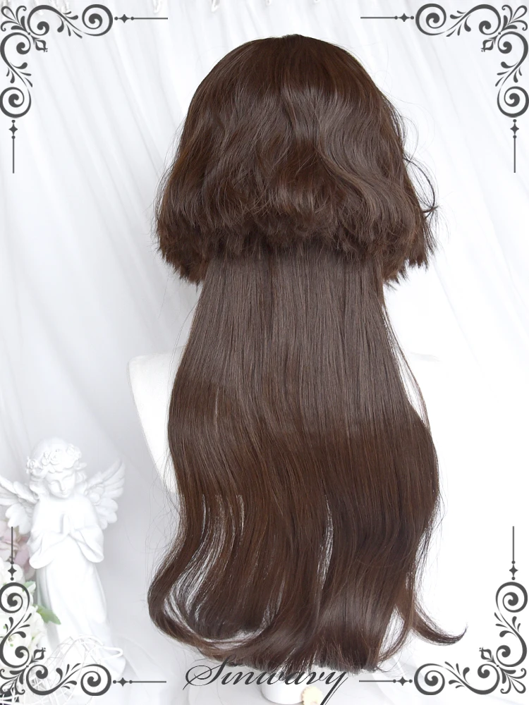 かわいい金茶色のショートカールウィッグ：ロリータスタイルに最適な取り外し可能なヘアカーテン
