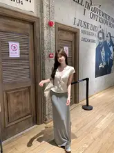 レースフリル付きVネック短袖ブラウス【ウエストマーク・リボン付き・夏用】