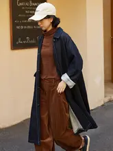 忘城N564 デニムシャツジャケット【秋用・コットン混紡・中長丈・翻領・深青】