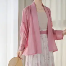 三色天絲製 日常用フライトスリーブ漢服防晒シャツ【花柄プリーツスカート付き・夏向け】（セットアップ対応）