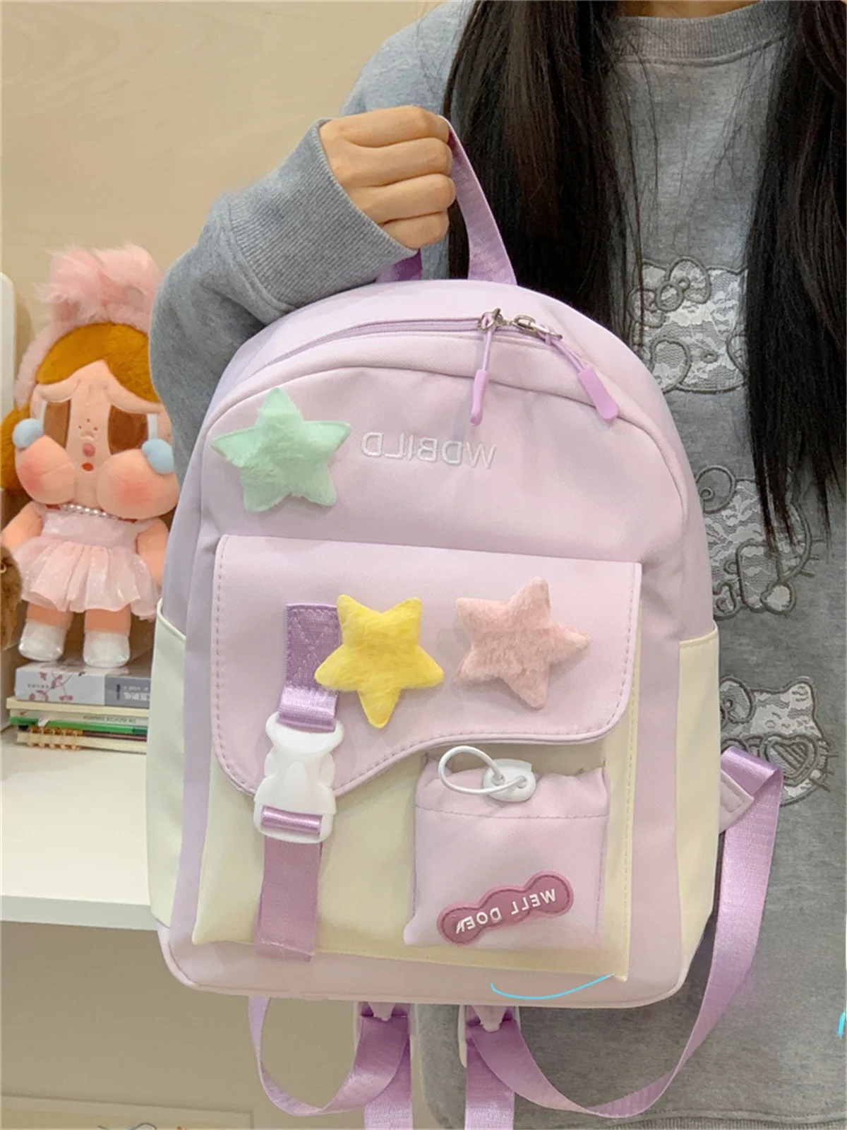 キャスター付きリュック 小さめ おすすめモデル：かわいいバイカラー学生用小型バックパック
