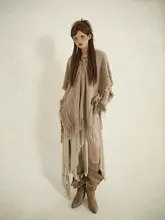 独特なデザインのハイウエスト半身スカート【不規則なシルエット・秋冬用・レトロスタイル】（セットアップ対応）