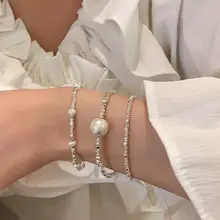 淡水パールブレスレット【シルバー色・軽やかで高級感・女性用】