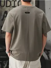 春季新作 男性用 休暇スタイル ラウンドネック 半袖Tシャツ【カジュアルデザイン・色違いの切り替え】