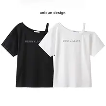 トップス レディース 半袖Tシャツ キャミソール アシンメトリー ワンショルダー ショート丈 シンプル きれいめ 上品 甘辛MIX カジュアル 韓流 着痩せ 「XinmonLee」