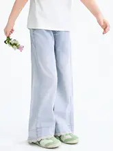 女の子用ワイドレッグデニムパンツ【春季新作・ゆったりフィット】（セットアップ対応）