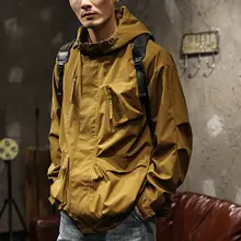 アメリカンレトロデザインの防風防水アウトドア登山用ジャケット【春秋用・フード付き・作業用】
