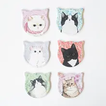 猫デザインの吸水コースター【陶器製・熱対策・防滑】
