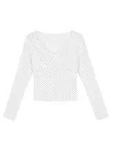 レトロドット レーストリム Vネック短丈長袖Tシャツ【重ね着にも対応】