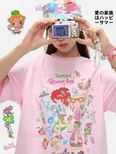 夏用のゆったりプリントTシャツ【コットン100%・丸首・短袖・カップル向け】