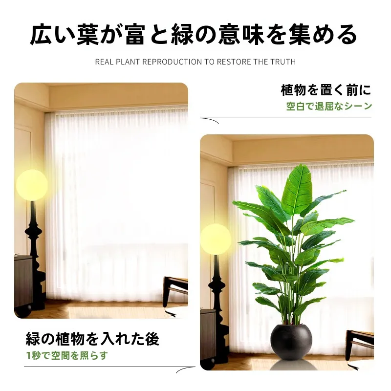 模擬緑植物極楽鳥リビングルーム床から天井までの大きな植物