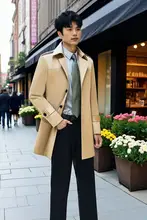 春秋用 メンズ風コート【シングルボタン・ミディ丈・スタイリッシュデザイン】