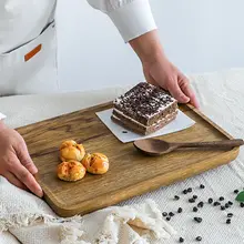 木製トレイ 長方形 家庭用 ティーカップ ケーキ コーヒー 創造的