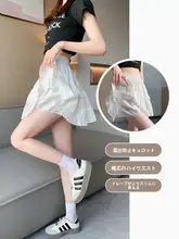 白色レースのバレエ風ミニスカート【コットン製・春夏用・Aライン・ふんわりデザイン】