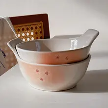 おしゃれな日本風 陶磁器飯碗【サラダ・火鍋用・取っ手付き・輸出用】