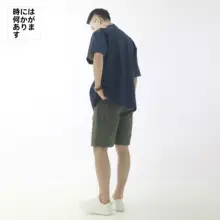 SHIJOIN POCKETIME クラシック ワークショートパンツ【コットン製・ミリタリーグリーン・カジュアル・ハーフパンツ】