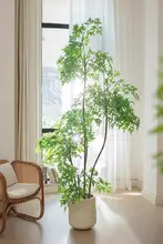 リアルな造形の南天竹の大きなインドアフロアポット【高級インテリア用】