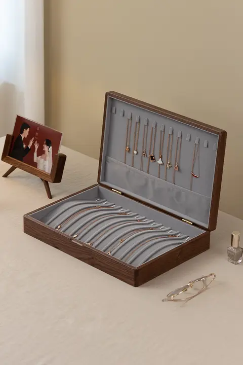 梵瀚 木製 ネックレス収納ボックス【絡まない設計・パールペンダント・ジュエリーディスプレイ用】