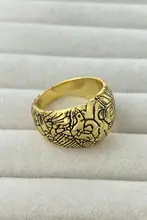 洗練されたデザイン！黒金の印花リング【個性的でファッション性の高い・贅沢感】