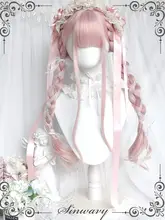 バレリーナ風の長いカールウィッグ【淡いピンク＆黄緑・優雅なデザイン】