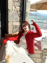 春にぴったりなブルーのカーディガン【ニット・女性用・韓国系スタイル】