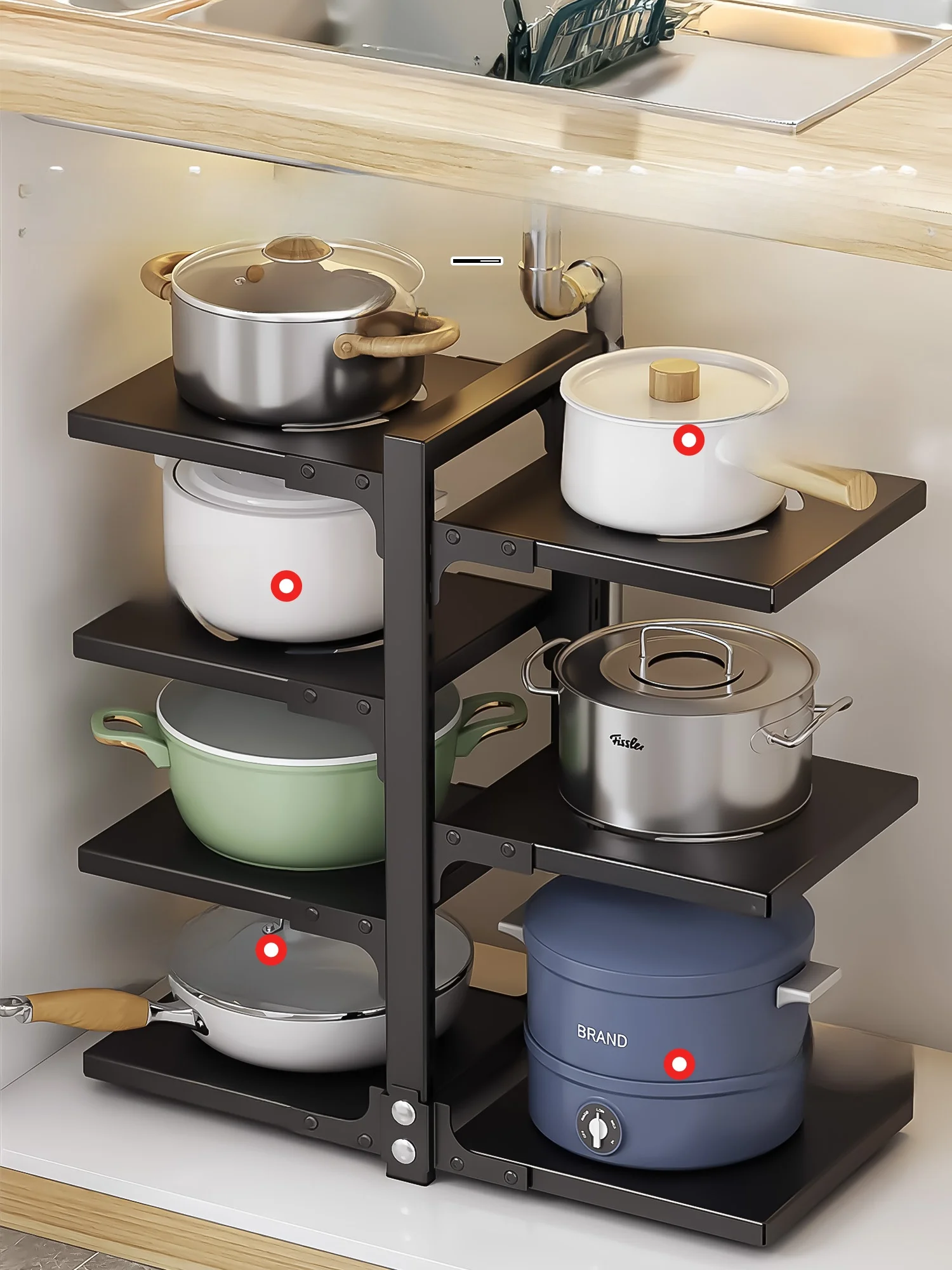 キッチン用多層鍋収納ラック：キャンプキッチン用品の収納効率を実証する立体設計