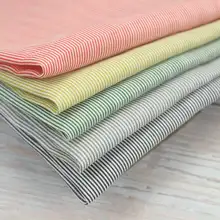 夏用薄手コットンリネン生地【赤白緑のストライプ・手作りドール衣装用】